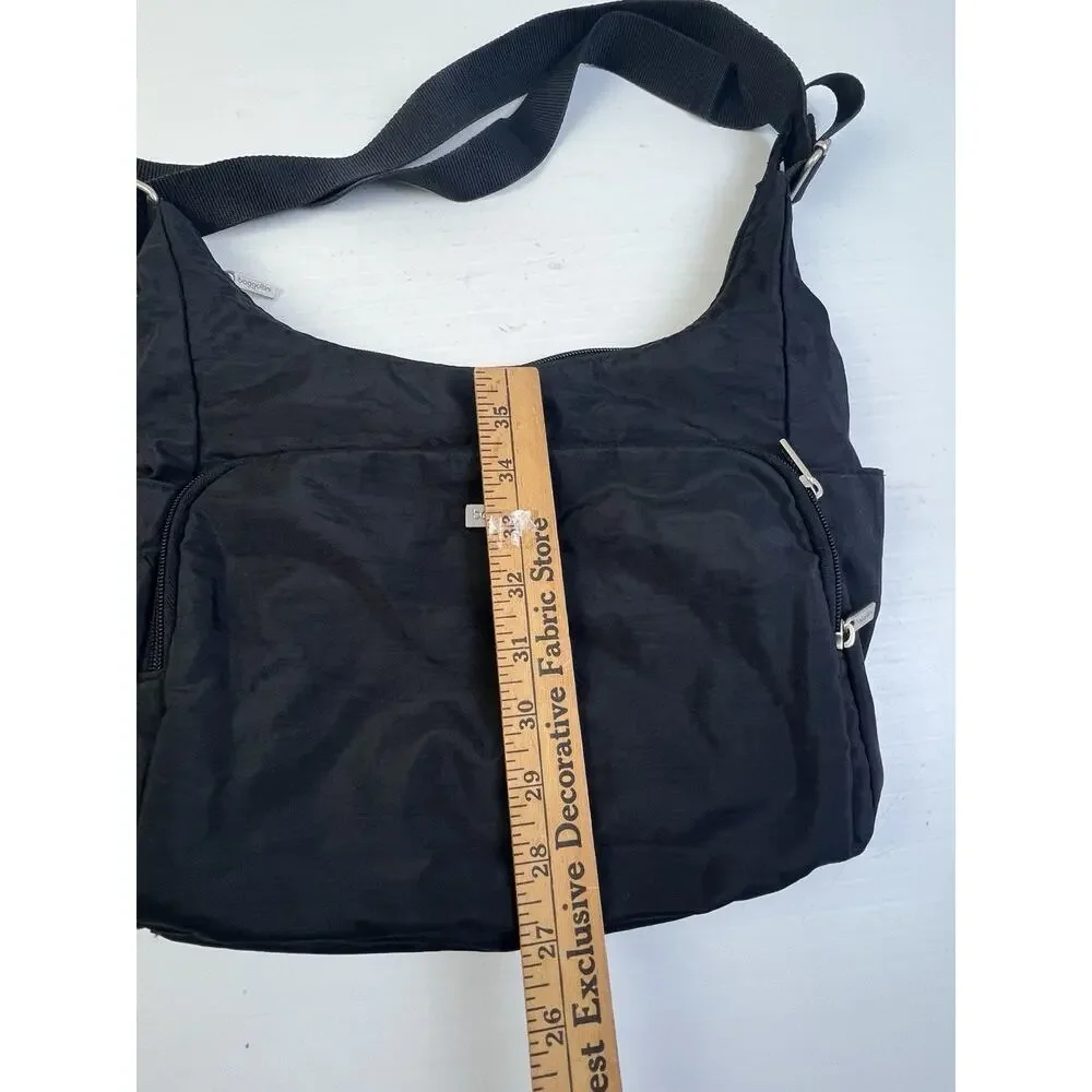 baggallini Shoulder Bag Black Travel Crossbody Organization Wipable Minimalist